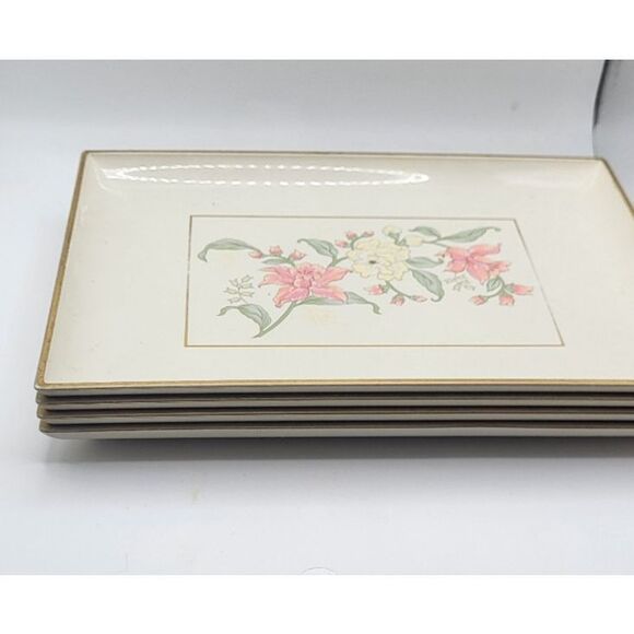 Otagiri Other - Set of 4 Vintage Otagiri Prima Embossed Flowers Lacquerware Trinket Candy Tray